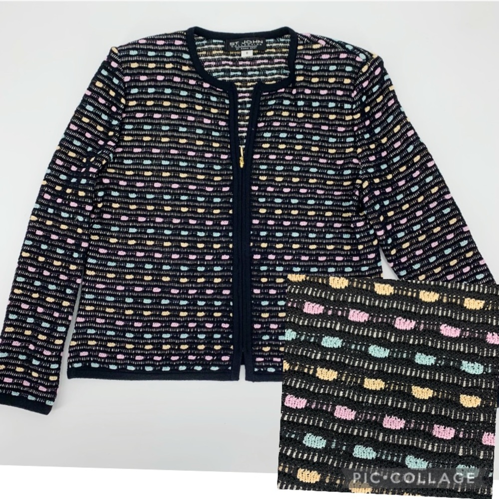St John Collection Puckered Multi color Cardigan 8
